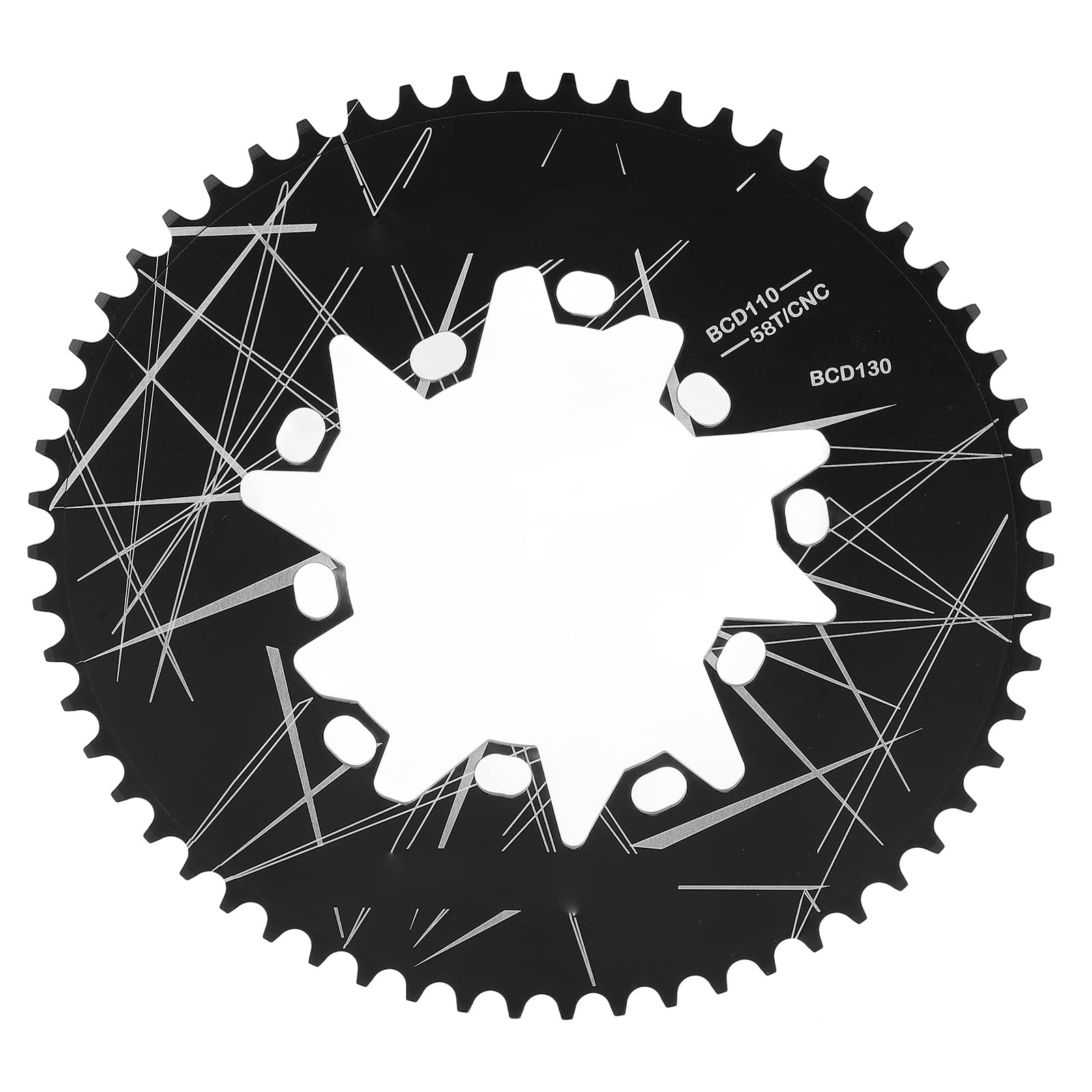 High Strength Aluminum Alloy Bike Oval Chainring 58T (110/130BCD) - Positive/Negative Teeth for Road Bikes & Folding Bikes | Durable Performance for Commuting, Racing & Urban Cycling