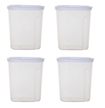 4-Pack 3L Clear Cereal Dispenser & Dry Food Storage Containers - Perfect for Pasta, Oats, Rice, Flour - Ideal for Pantry Organization & Kitchen Storage