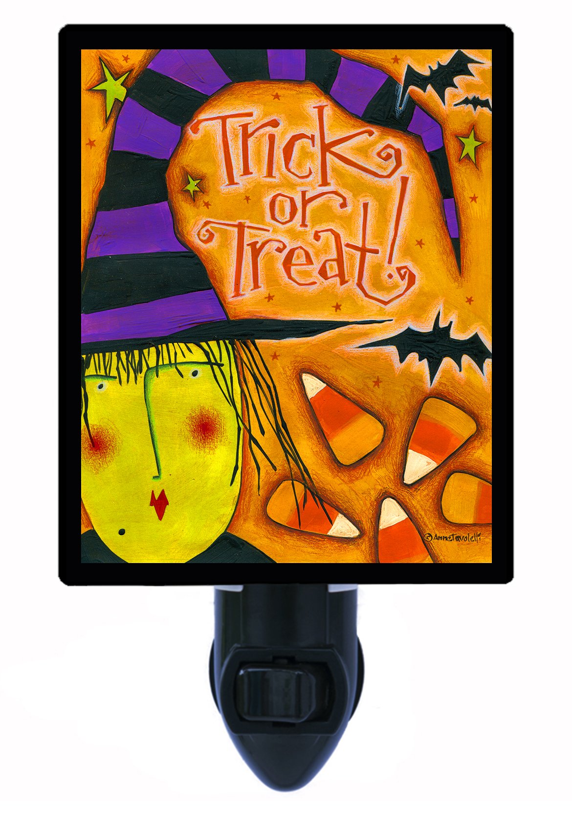 Halloween Night Light - Witch Trick or Treat Decor with Candy Corn Design for Spooky Home Decor, Party & Outdoor Halloween Lighting