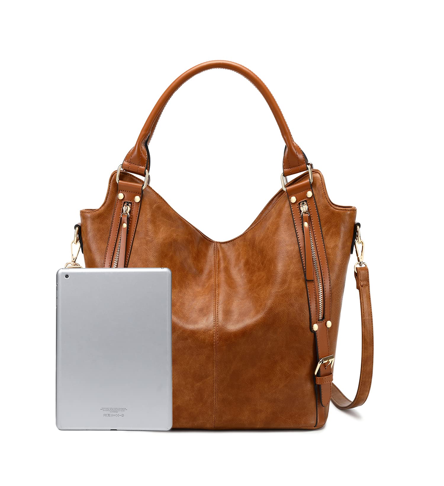 Stylish Women's PU Leather Tote Bag - Adjustable Shoulder Strap Hobo Handbag for Work, Travel & Everyday Use