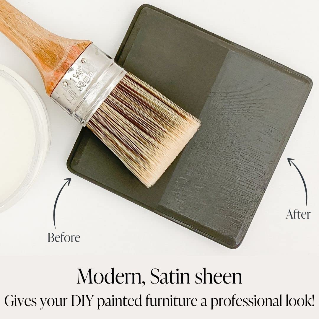Chalk Style Paint + Clear Coat + Paint Brush Set - DIY Furniture Makeover, Home Decor & Craft Projects - Wisteria (Light Purple) 16 oz - Perfect for Upcycling Old Furniture, Cabinets, and Wooden Decor