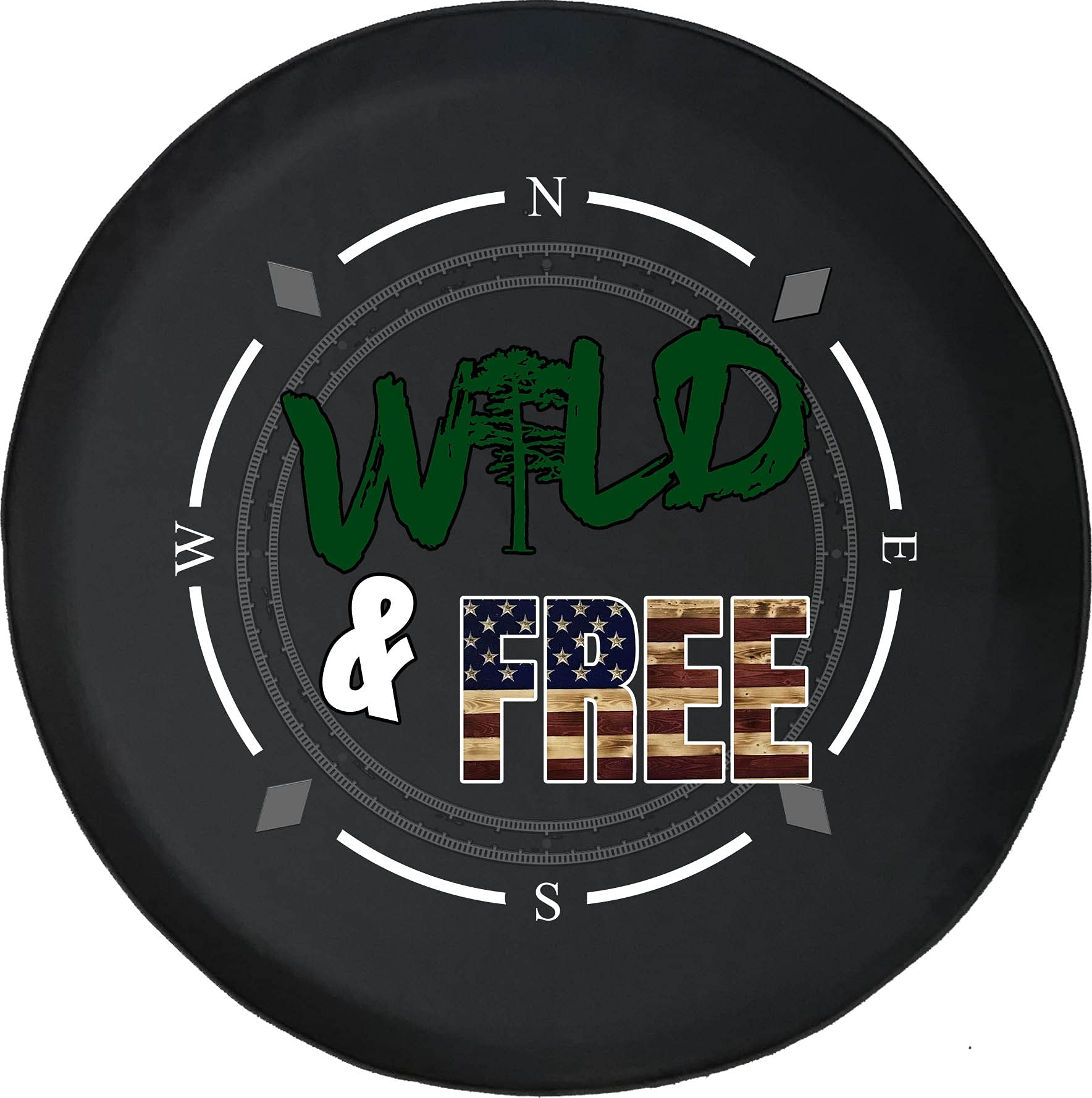 Spare Tire Cover with Compass & American Flag Design - Universal Fit for SUV, Trailer, RV & Most Vehicles | Waterproof & UV-Resistant for Outdoor Adventures & Road Trips