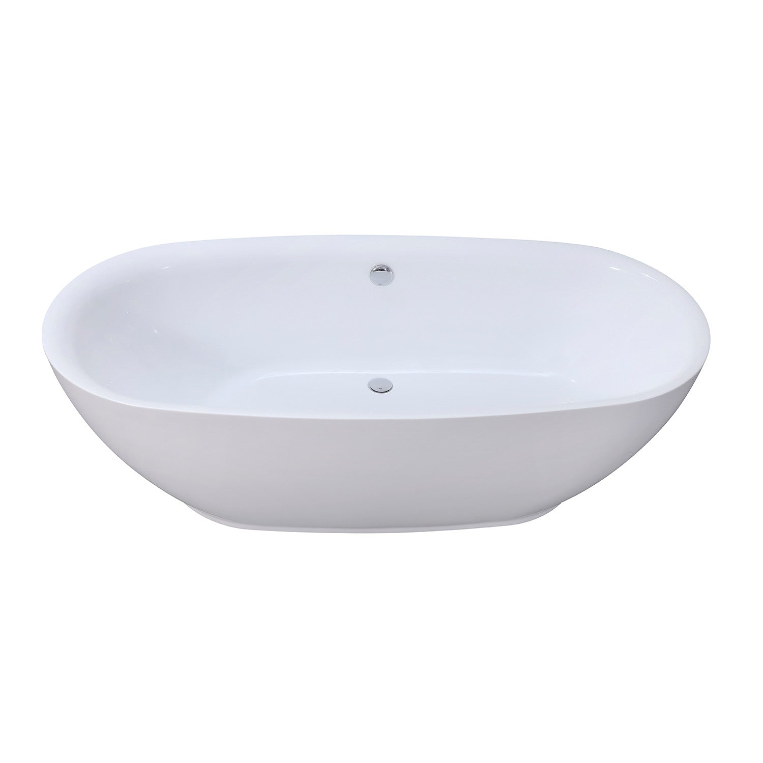 Aqua Eden 71-Inch Acrylic Oval Freestanding Bathtub - Double Ended Soaking Tub with Drain - Glossy White Finish for Luxury Bathroom & Spa Relaxation
