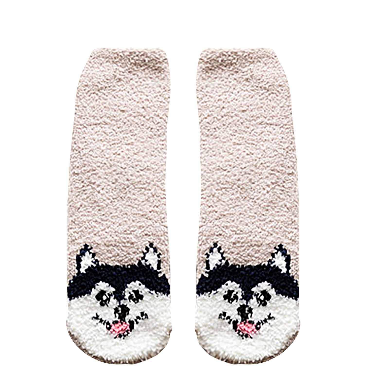 Premium Plush Puppy Print Socks for Men & Teens - Soft Animal Socks for Home & Casual Wear - Cozy & Fun Name Brand Stockings