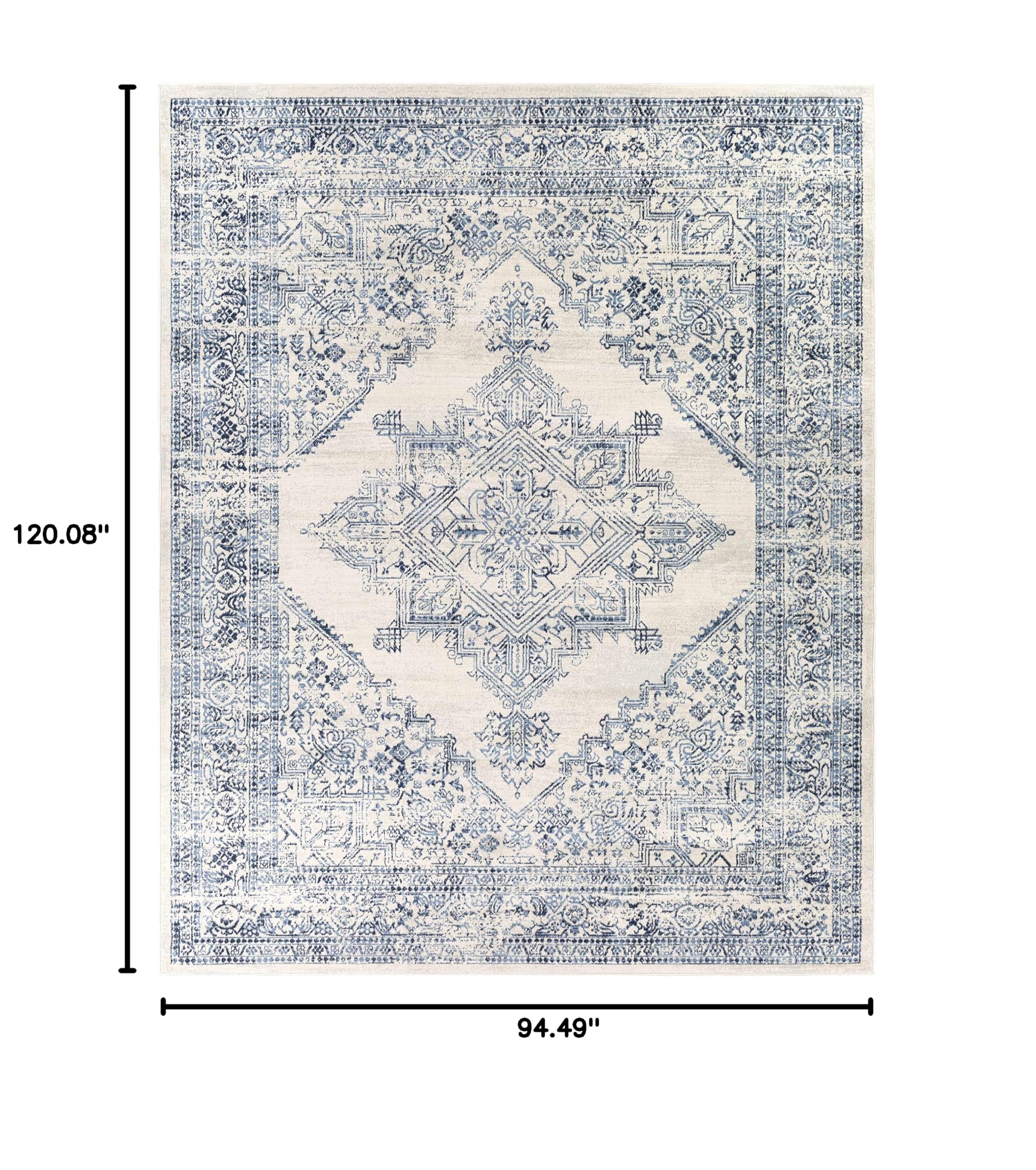 Hauteloom Pooraka Traditional Gray and Blue Area Rug 7'10