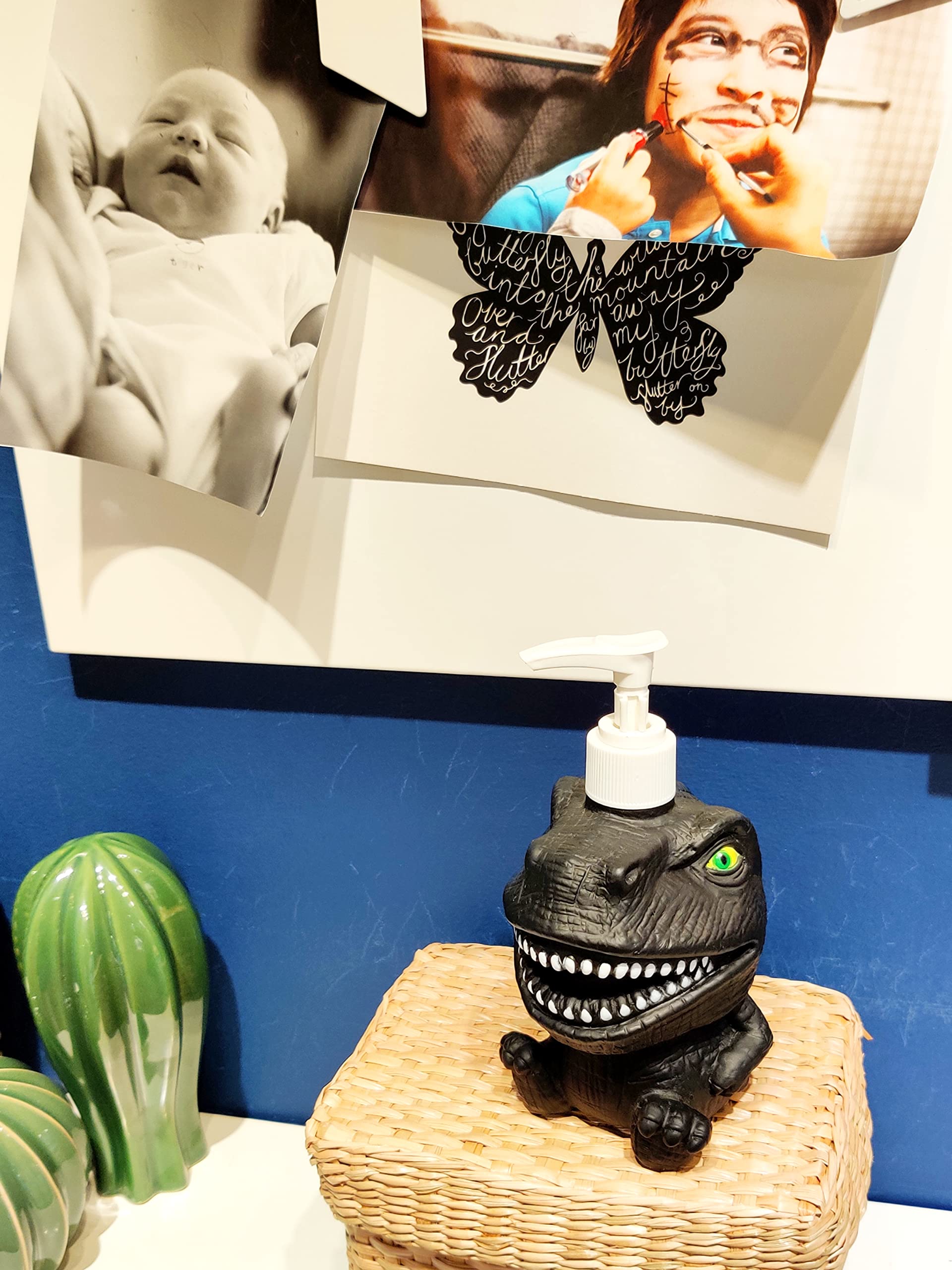GoFika Refillable Dinosaur Hand Soap Dispenser - 11.8oz Pump Bottle for Lotion, Shampoo & Sanitizer - Cute Animal Design for Kids & Adults - Perfect for Kitchen, Bathroom & Nursery Decor (Black)