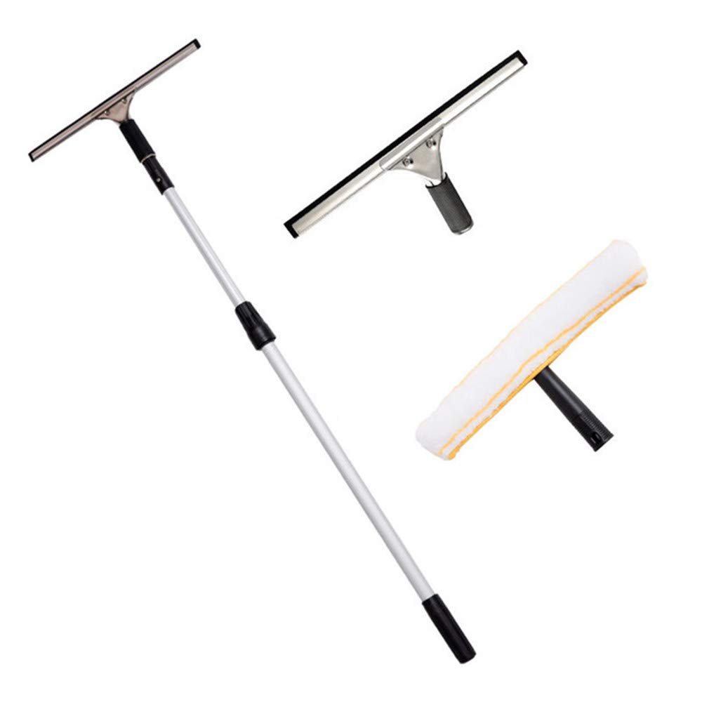 Professional Window Squeegee with Microfiber Scrubber - 2.4m Extendable Glass Cleaner Tool for High Windows - All-Purpose Indoor/Outdoor Window Cleaning Kit - Perfect for Homes, Offices, and Commercial Buildings