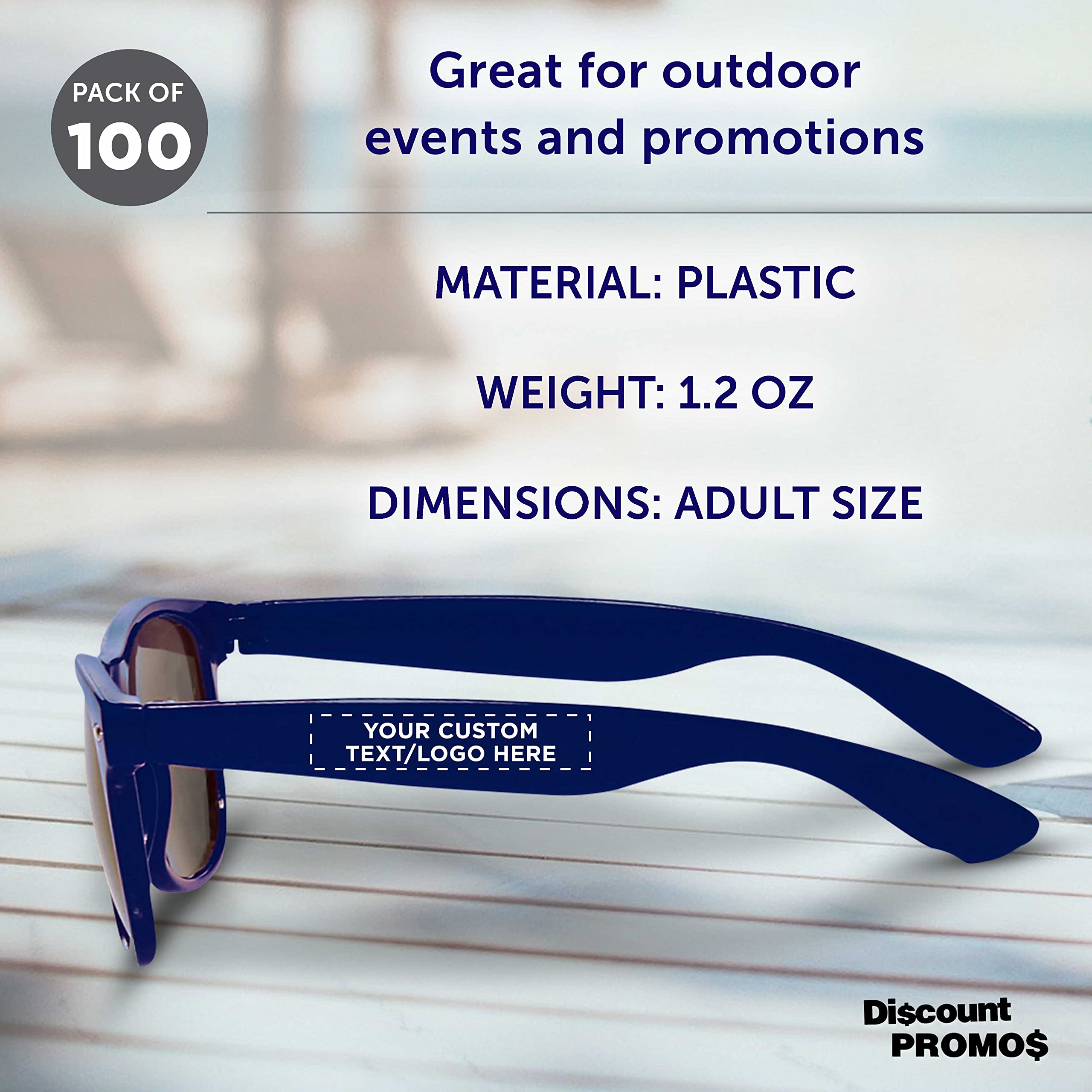 Discount Promotions Sunglasses - Plastic Tahiti Glasses - Classic Style UV Protection Sunglasses for Men & Women - Perfect for Beach, Driving & Outdoor Activities