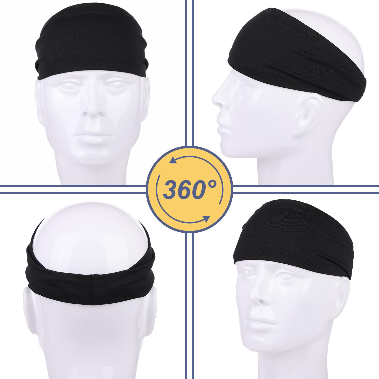 Men's Sports Headbands - Moisture Wicking Workout Headband for Running, Cycling, Basketball, Yoga & Football - Unisex Sweatband for Active Lifestyles & Gym Training