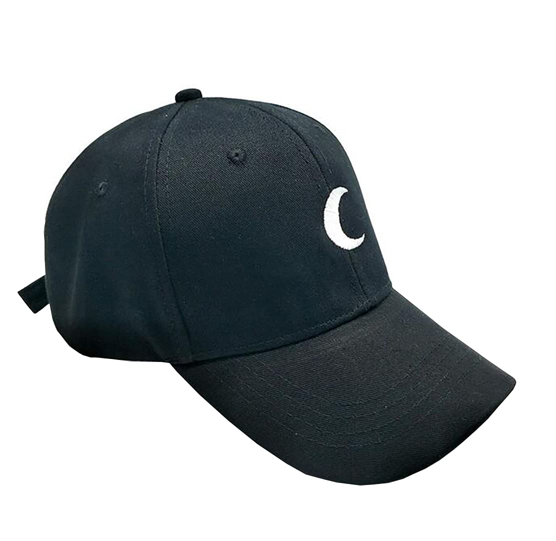 Furtony Adjustable Cotton Baseball Cap with Moon Pattern Embroidery - Stylish Hip-Hop Hat for Men & Women - Perfect for Streetwear, Outdoor Activities and Fashion Accessories