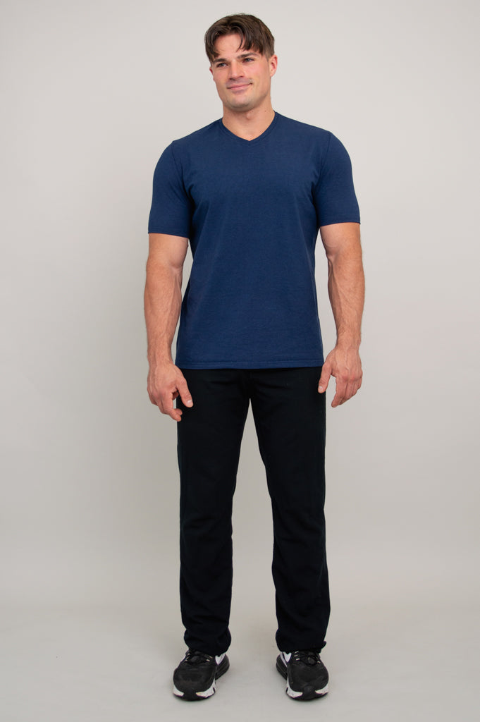 Adam Men's Short Sleeve Shirt - Soft Bamboo Fabric in Indigo Blue - Perfect for Casual Wear, Office & Summer Outfits