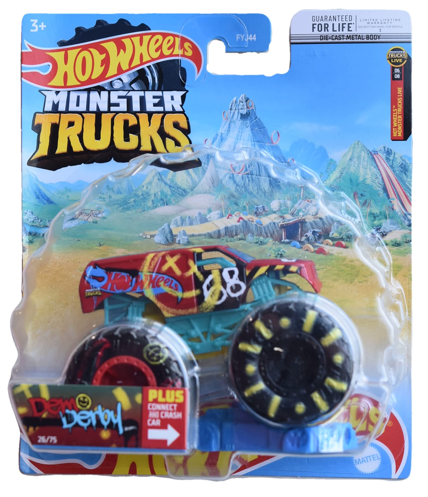 Hot Wheels Monster Trucks Demo Derby Crash Car - Connect & Crash Action Toy for Kids - Durable Die-Cast Vehicle for Stunt Shows & Play Battles - Perfect Gift for Birthday & Christmas Playtime