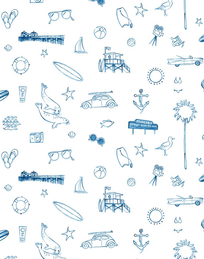Nathan Turner 'Malibu' Blue and White Wallpaper - Perfect for Coastal, Beach, and Nautical Home Decor