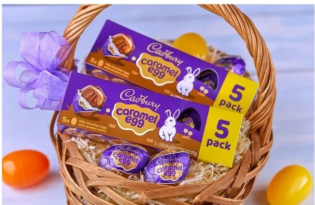 Maryseplace Easter Chocolate Variety Pack - 15 Assorted Eggs (Peanut Butter, Cadbury Creme & Caramel Creme) - Easter Basket Filler, Party Decor & Gift Boxed Treats - Perfect for Easter Egg Hunts, Holiday Celebrations & Sweet Gifts - Includes Free Fridge Sticker