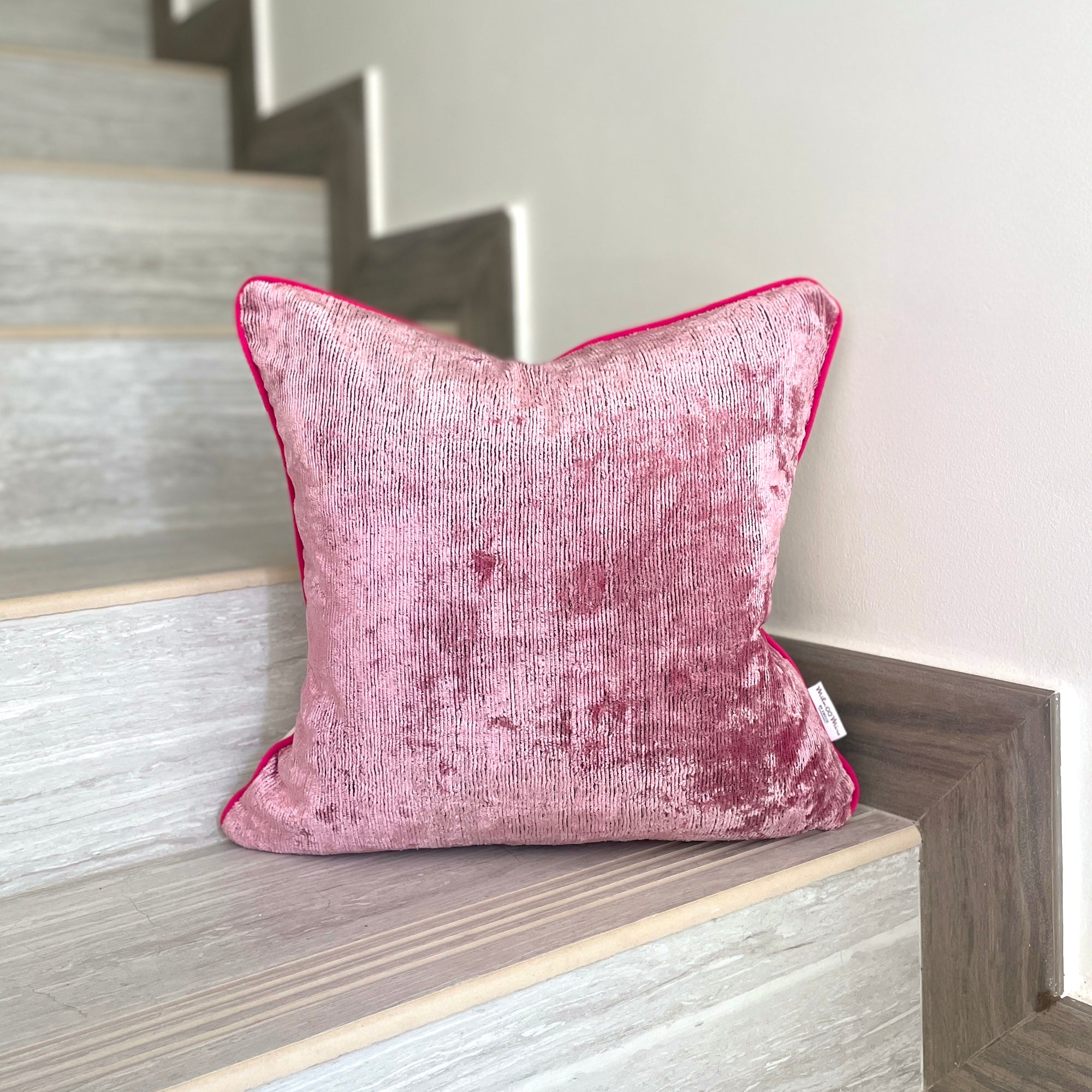 Luxury Velvet Ikat Cushion Cover - Powder Pink Decorative Pillow Case for Sofa & Bed - Boho Chic Home Decor Accent
