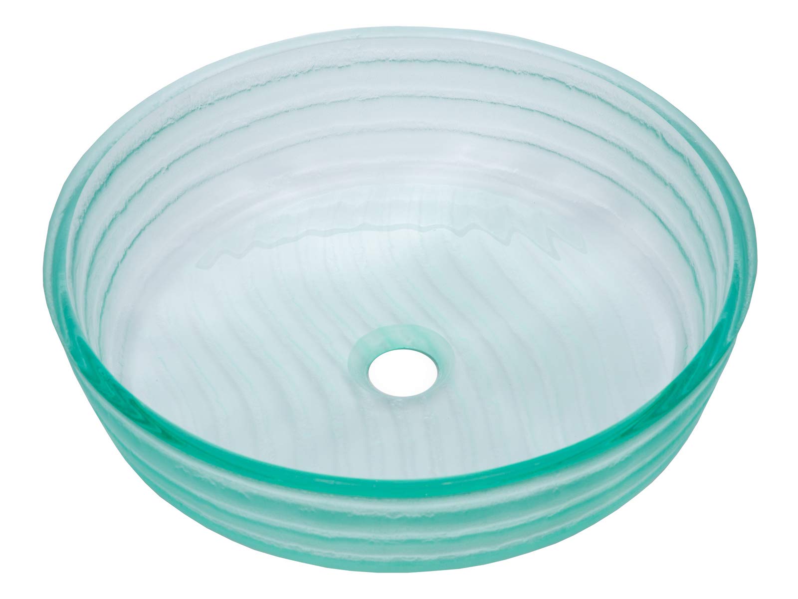Modern Clear Round Embossed Glass Bathroom Vessel Sink - Elegant Vanity Basin for Contemporary Bathroom Decor, Perfect for Powder Rooms, Master Baths & Spa Retreats