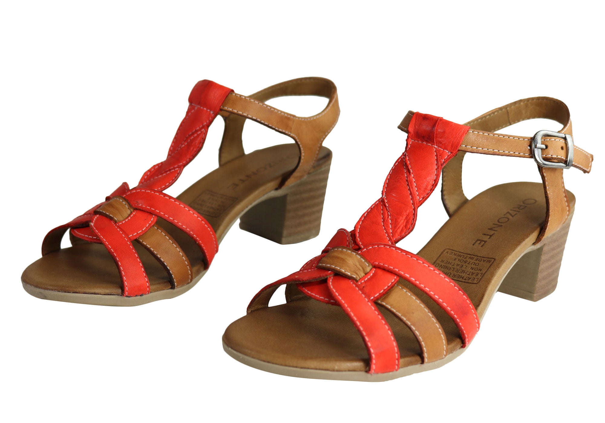 Orizonte Candi Women's European Leather Mid Heel Comfortable Sandals - Stylish & Supportive for Work, Weddings & Summer Outings