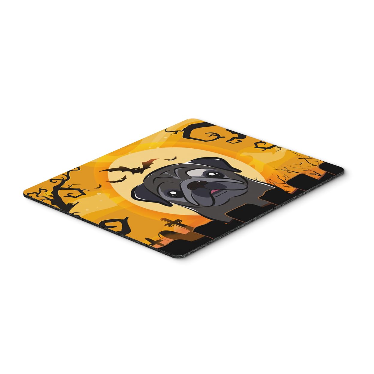 Halloween Black Pug Mouse Pad - Large Washable Non-Slip Desk Mat for Home Office, Gaming & Computer Work | Cute Dog-Themed Mousepad & Hot Pad Trivet | Perfect Gift for Pet Lovers & Halloween Decor