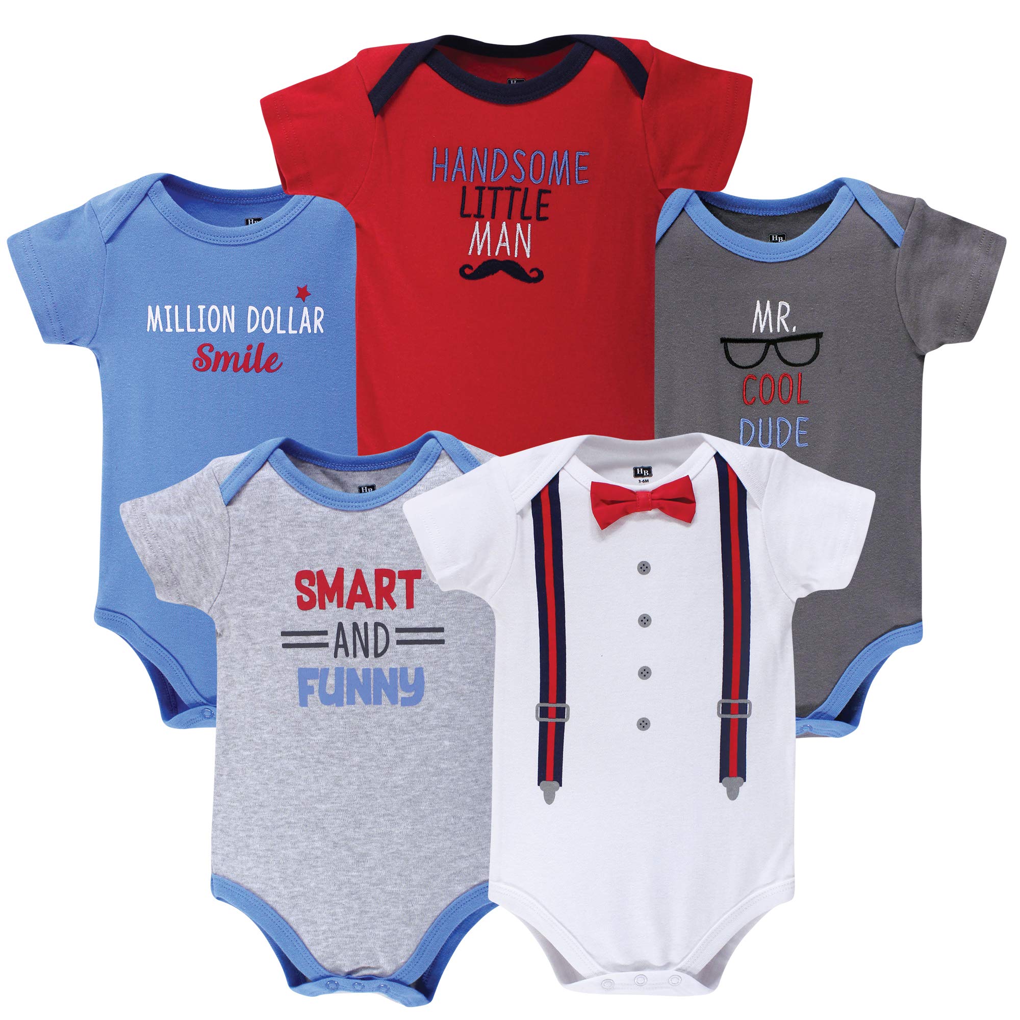 Hudson Baby Girls Cotton Bodysuits 5-Pack for Daily Wear & Play
