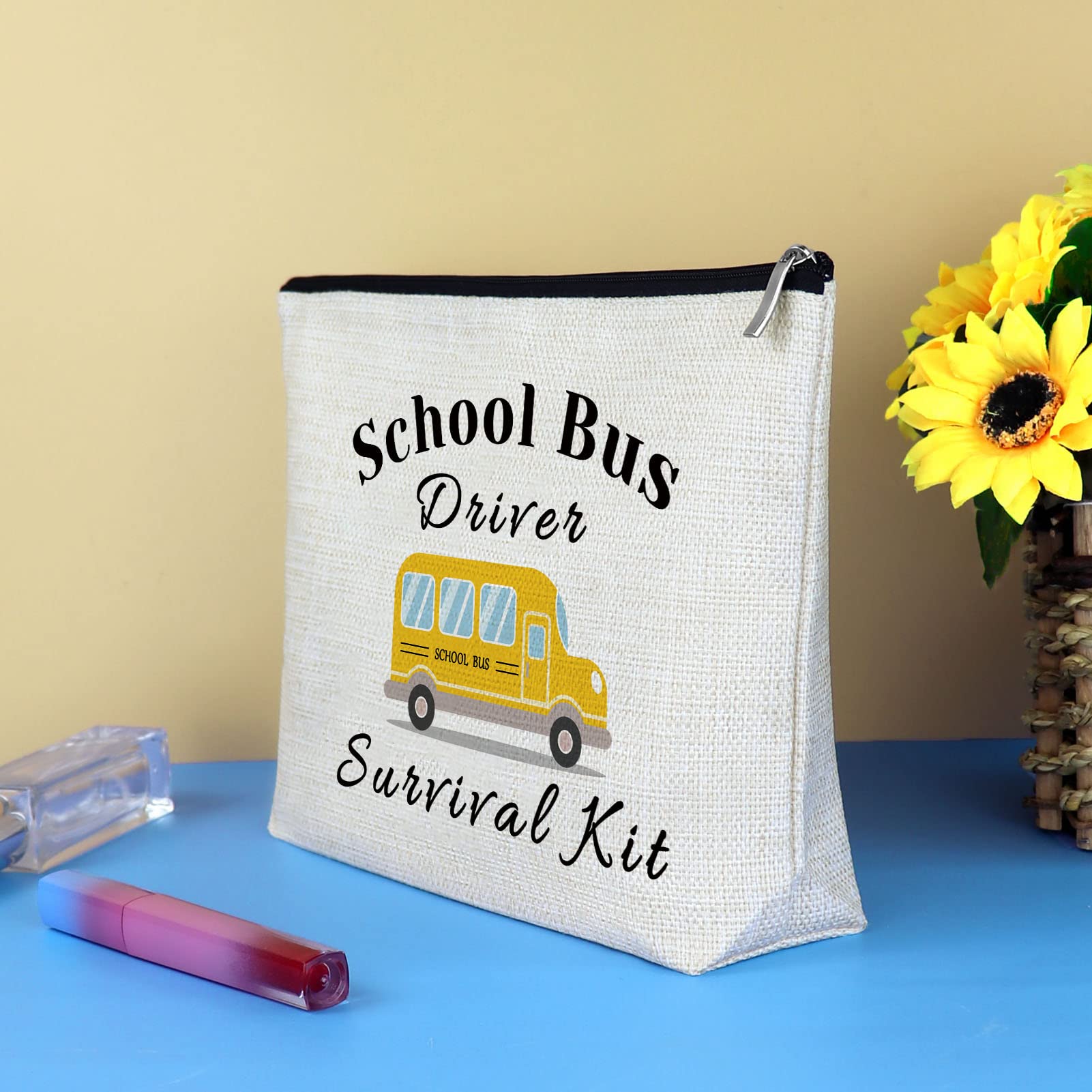 School Bus Driver Appreciation Gifts - Makeup Bag for Women | Thank You Present for Christmas, Birthday, Graduation, Retirement | Travel Toiletry Pouch with Zipper | Perfect for Cosmetics, Daily Use & Commuter Essentials