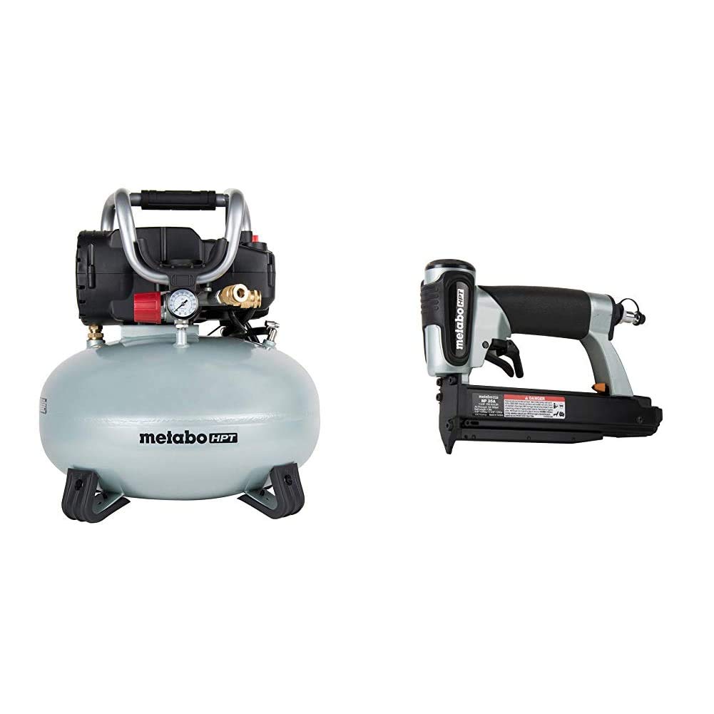 Metabo HPT EC710S Pancake Air Compressor with Pin Nailer Kit - Portable & Powerful for DIY Projects, Home Renovation, and Woodworking