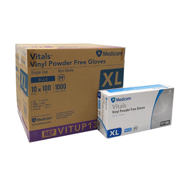 Premium Vinyl Disposable Gloves - Powder Free, Blue | Latex-Free Medical Exam & Food Handling Gloves for Healthcare, Cleaning & Food Service Safety