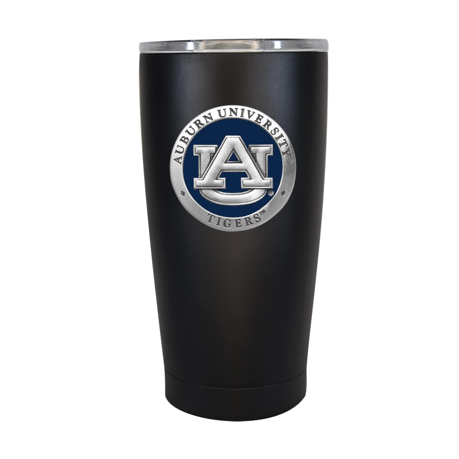 **Auburn 15 oz. Insulated Tumbler - Black | Durable Stainless Steel Travel Mug for Hot & Cold Drinks | Thermal Coffee Cup with Metal Pewter Inlay | Perfect for Office, Commuting & Outdoor Adventures**