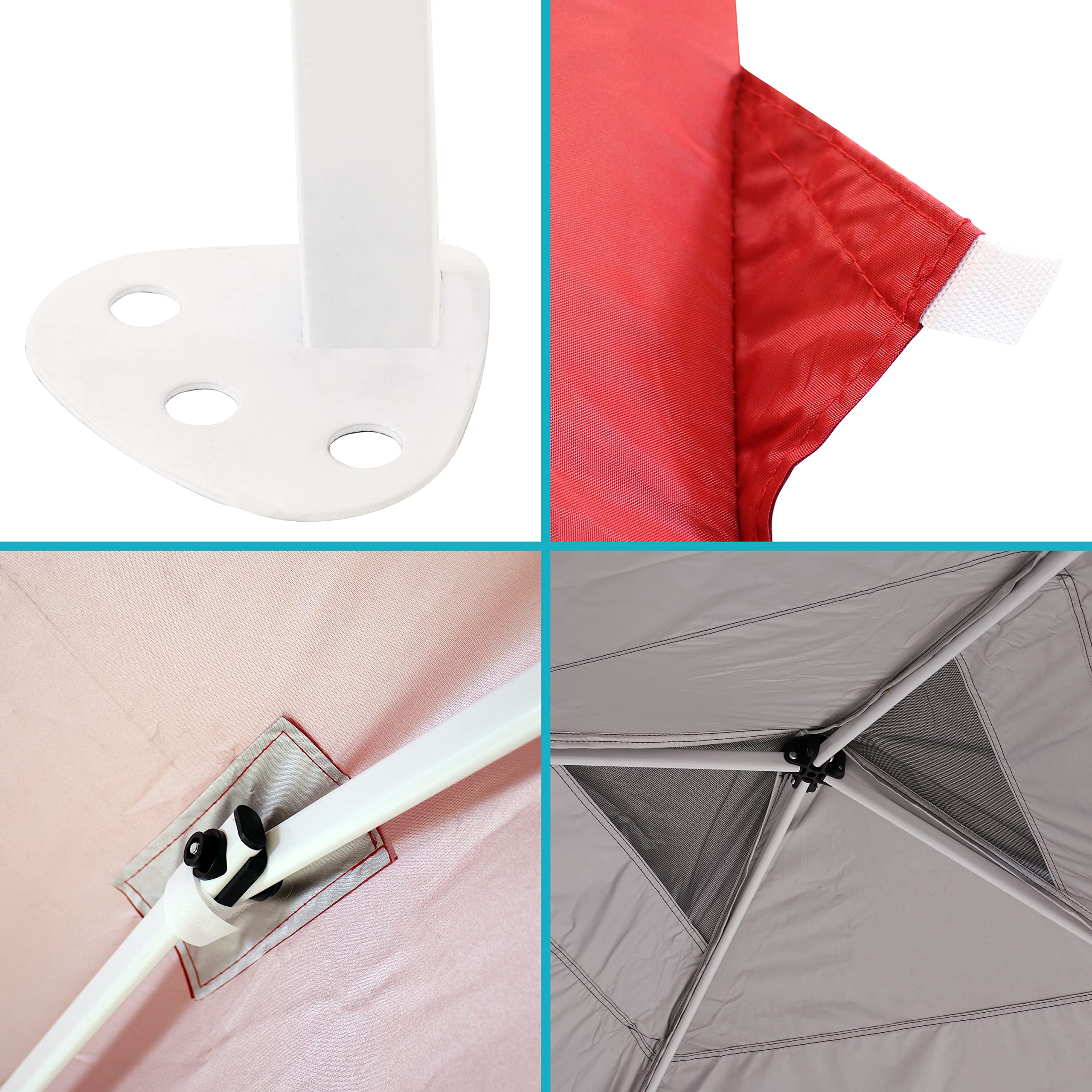 Sunnydaze 10x10 Foot Premium Pop-Up Canopy Tent with Rolling Carry Bag & Sandbags - Straight Leg Folding Shade Shelter - Red - Perfect for Outdoor Events, Beach, Camping, Picnics, and Backyard Parties