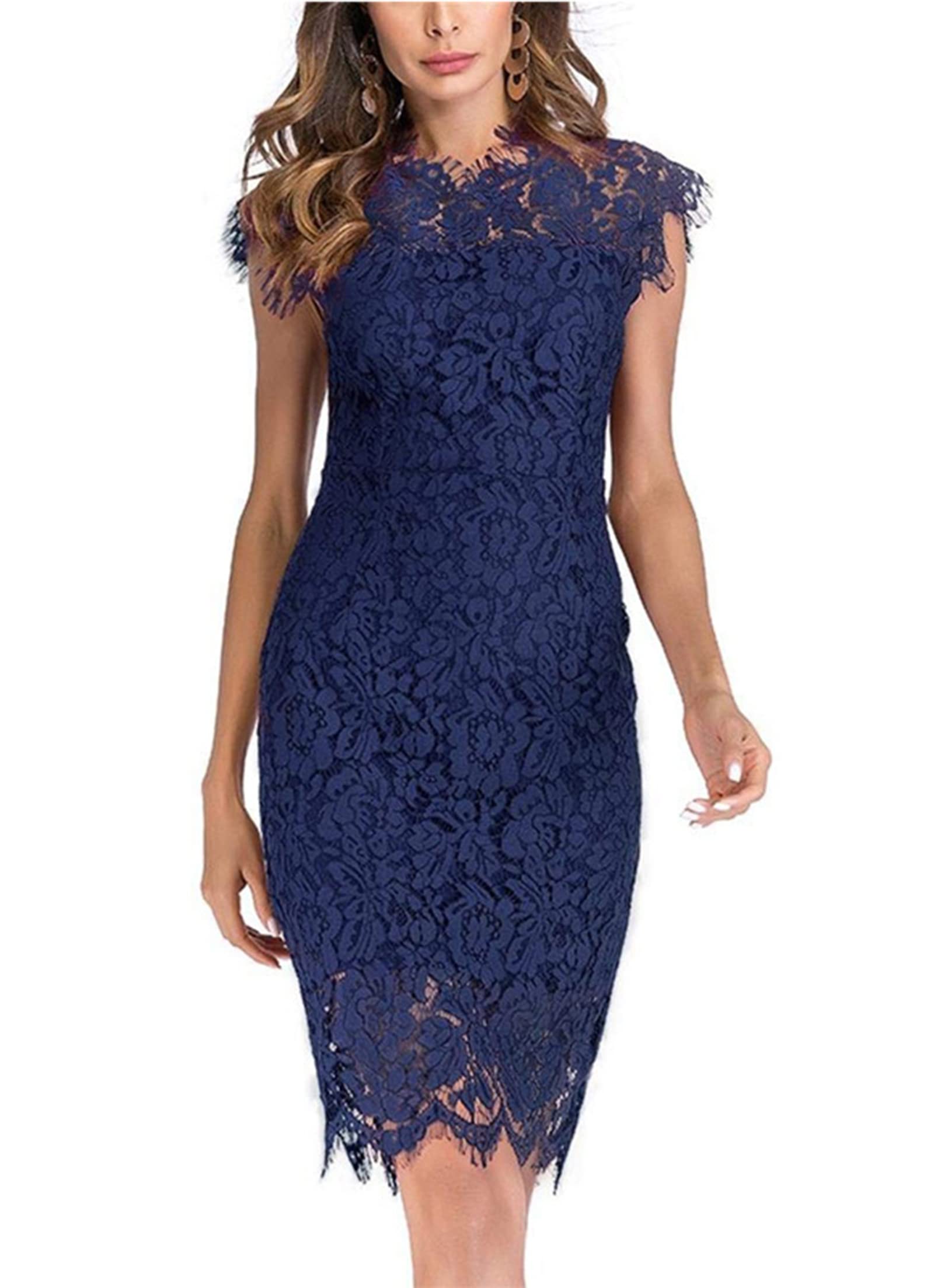 Vintage Elegant Floral Lace Cocktail Dress for Women - Sleeveless Bodycon Knee Length Party Dress | Perfect for Cocktail Parties, Weddings, and Evening Events