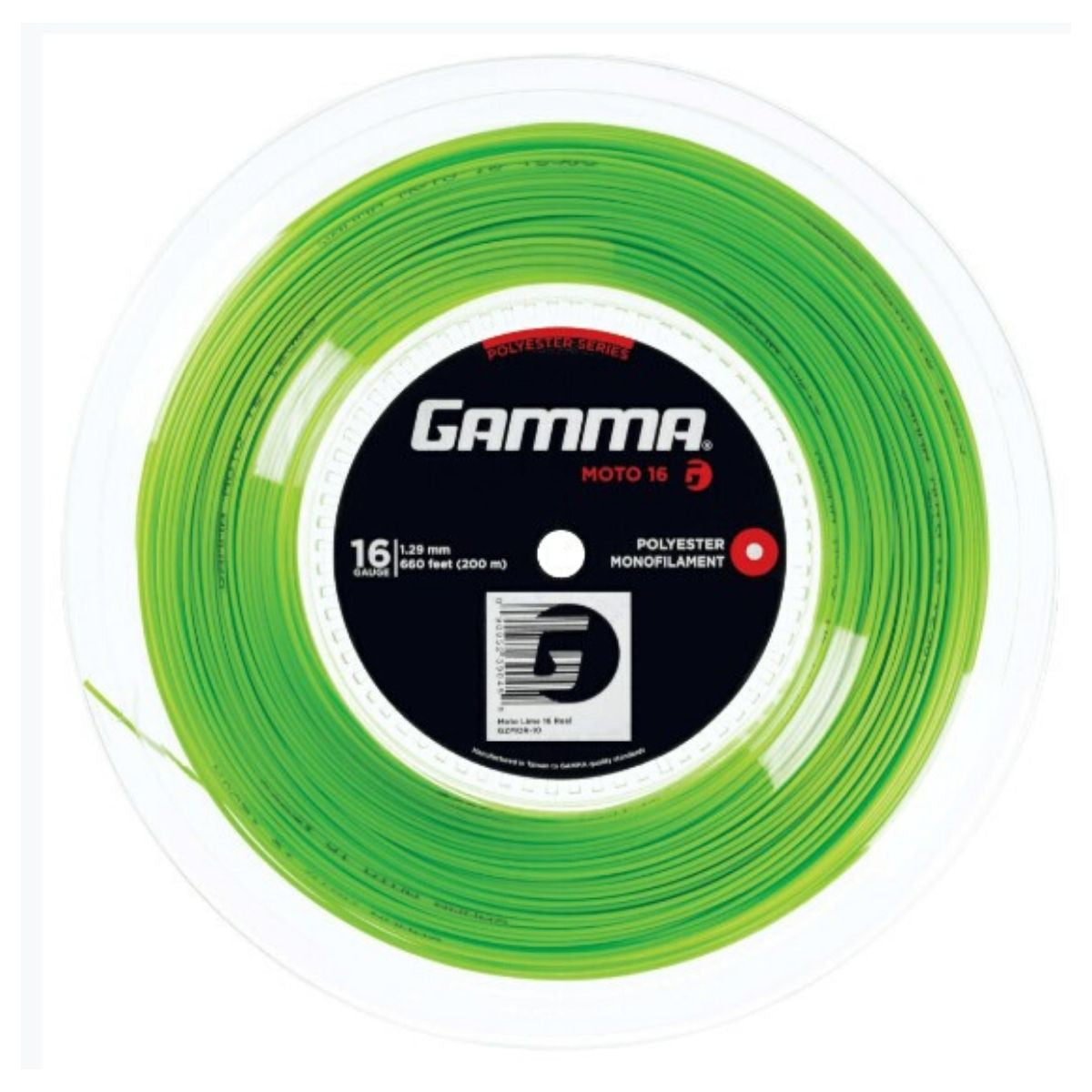 Gamma AMP Moto 16/1.29 Tennis String Reel (660ft) - High Performance Polyester String for Tennis Rackets - Perfect for Competitive Play & Durability