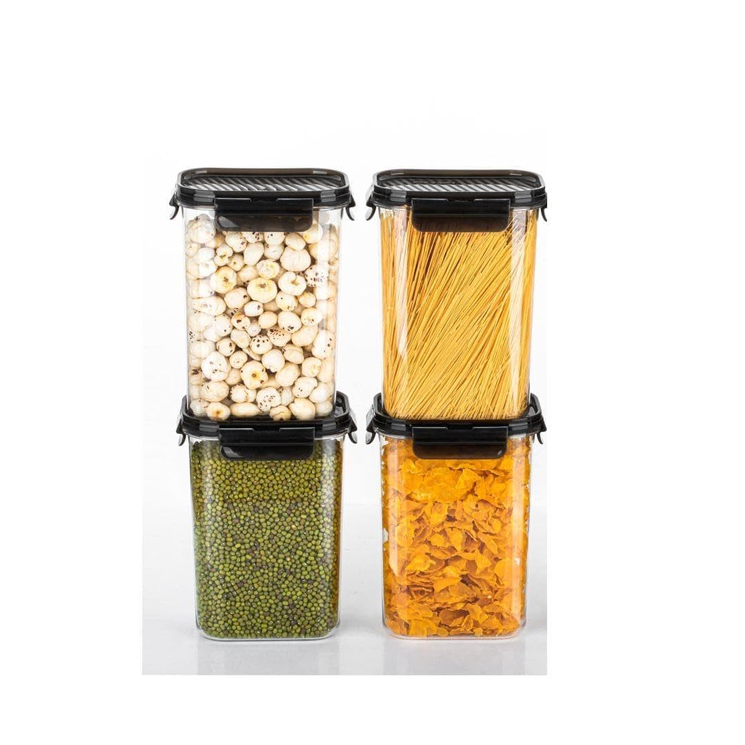 UCRAVO 4-Piece Airtight Food Storage Containers Set - 1400ml BPA-Free Plastic Canisters for Flour, Sugar & Dry Goods | Perfect for Kitchen Pantry Organization & Bulk Food Storage