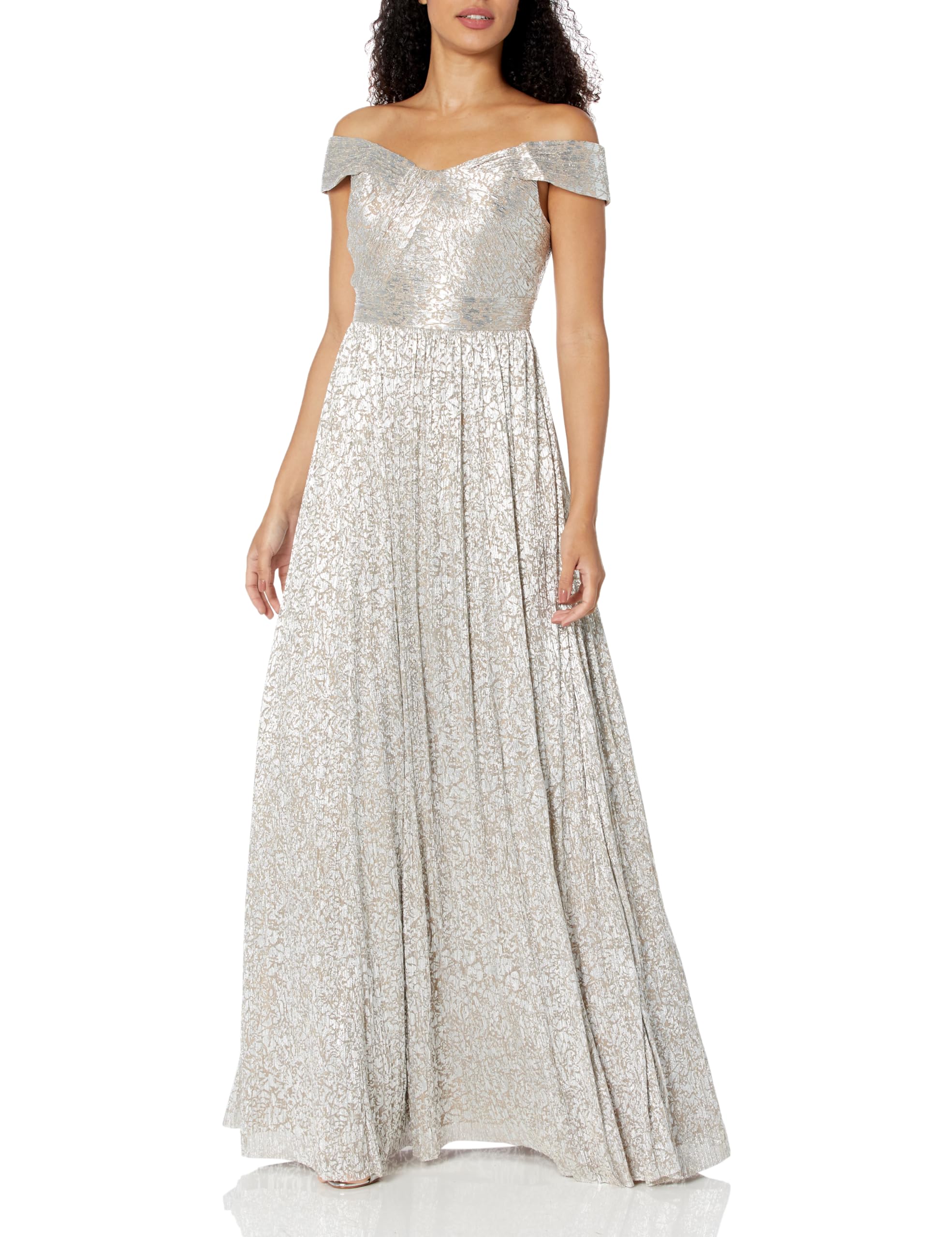 Aidan Mattox Women's Off The Shoulder Formal Evening Gown - Elegant Long Dress for Prom, Wedding & Black Tie Events