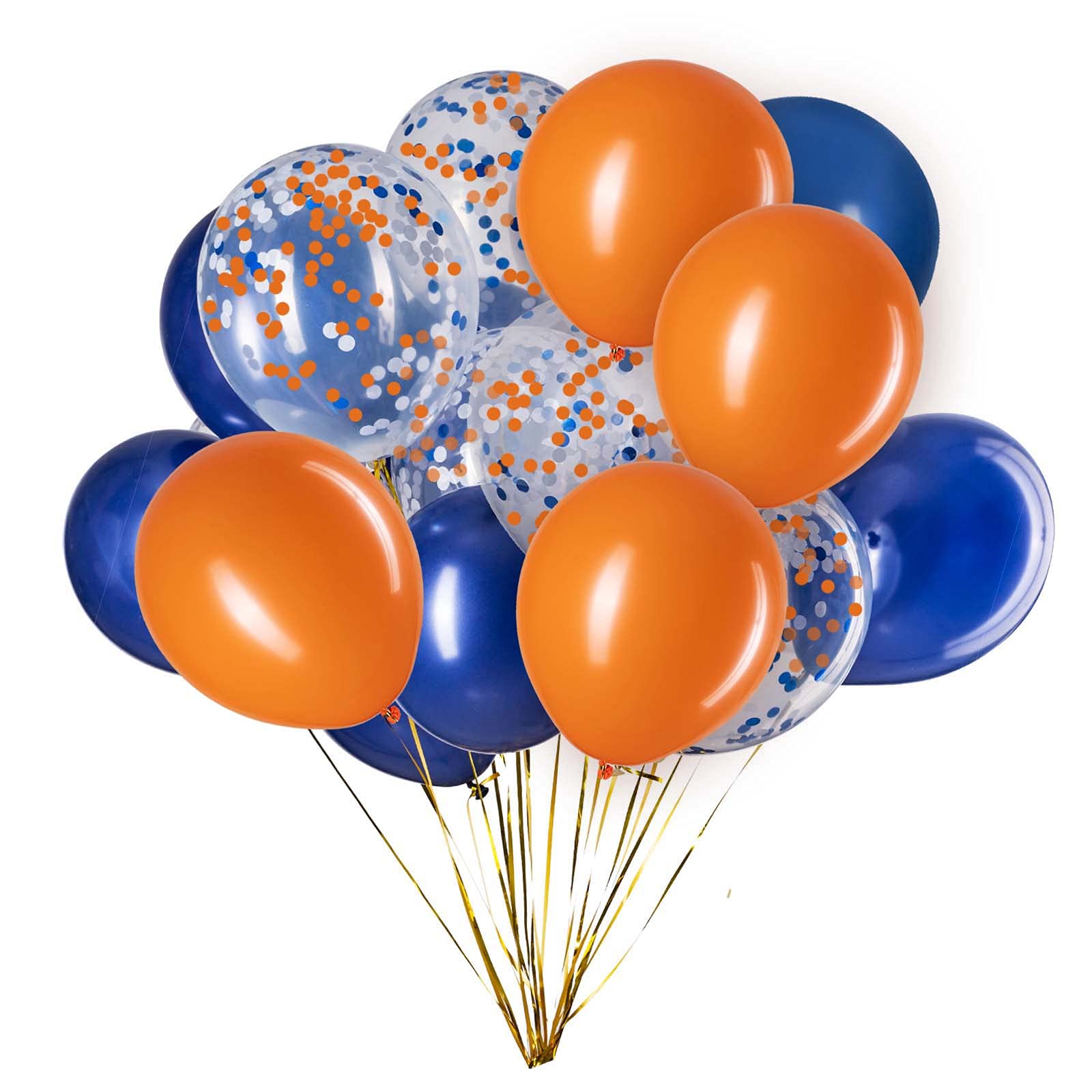 50 Pack Blue, Confetti & Orange 12 Inch Latex Balloons - Perfect for Wedding Decorations, Birthday Parties, Bridal Showers & Graduation Celebrations - Bulk Party Supplies for Festive Events & Home Decor