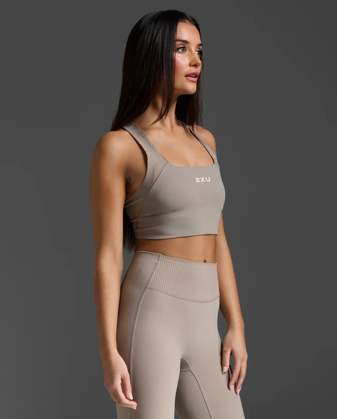 Ribbed Longline Low Impact Sports Bra - Carbon Mood - Perfect for Yoga, Pilates & Light Workouts