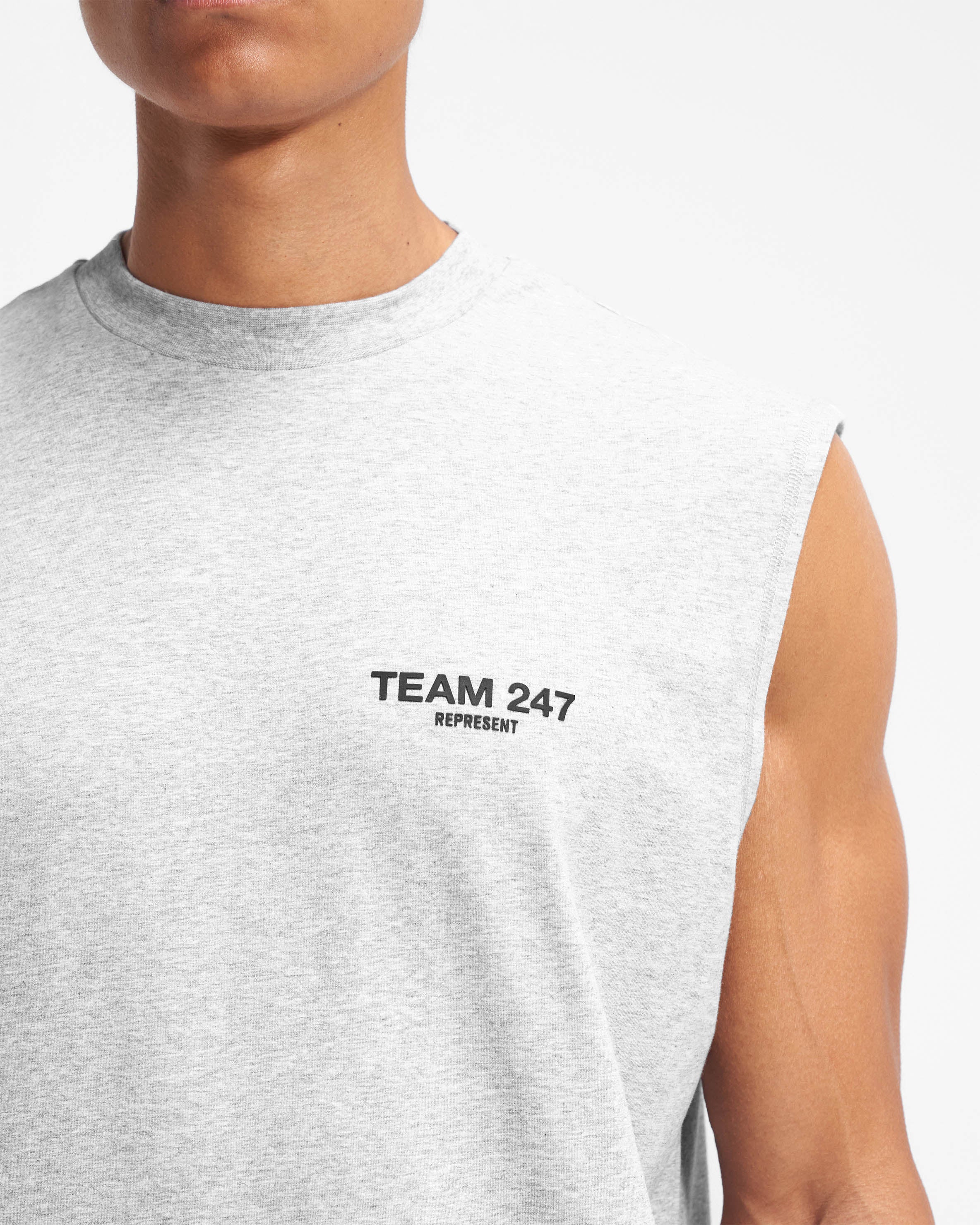 Team 247 Oversized Tank Top for Women - Soft Cotton Ash Grey Casual Shirt - Perfect for Gym, Yoga, Beach & Everyday Wear