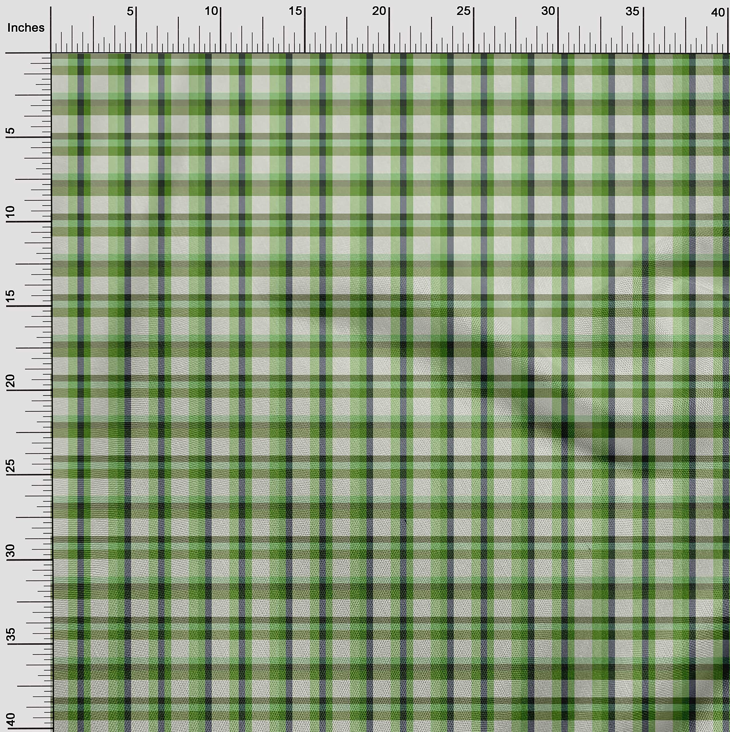 Premium Cotton Silk Blend Light Green Checkered Fabric by The Yard - 42 Inch Wide for DIY Clothing, Dresses, Skirts & Home Decor Sewing Projects