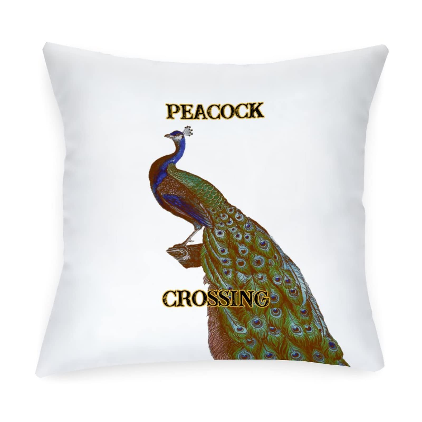 Peacock Crossing Accent Pillow Cover 20x20 Inch - Waterproof Outdoor Throw Pillow Case for Sofa, Bench & Porch - Retro Home Decor for Bedroom & Living Room - Perfect for Patio Furniture, Garden Seating & Cozy Indoor Spaces
