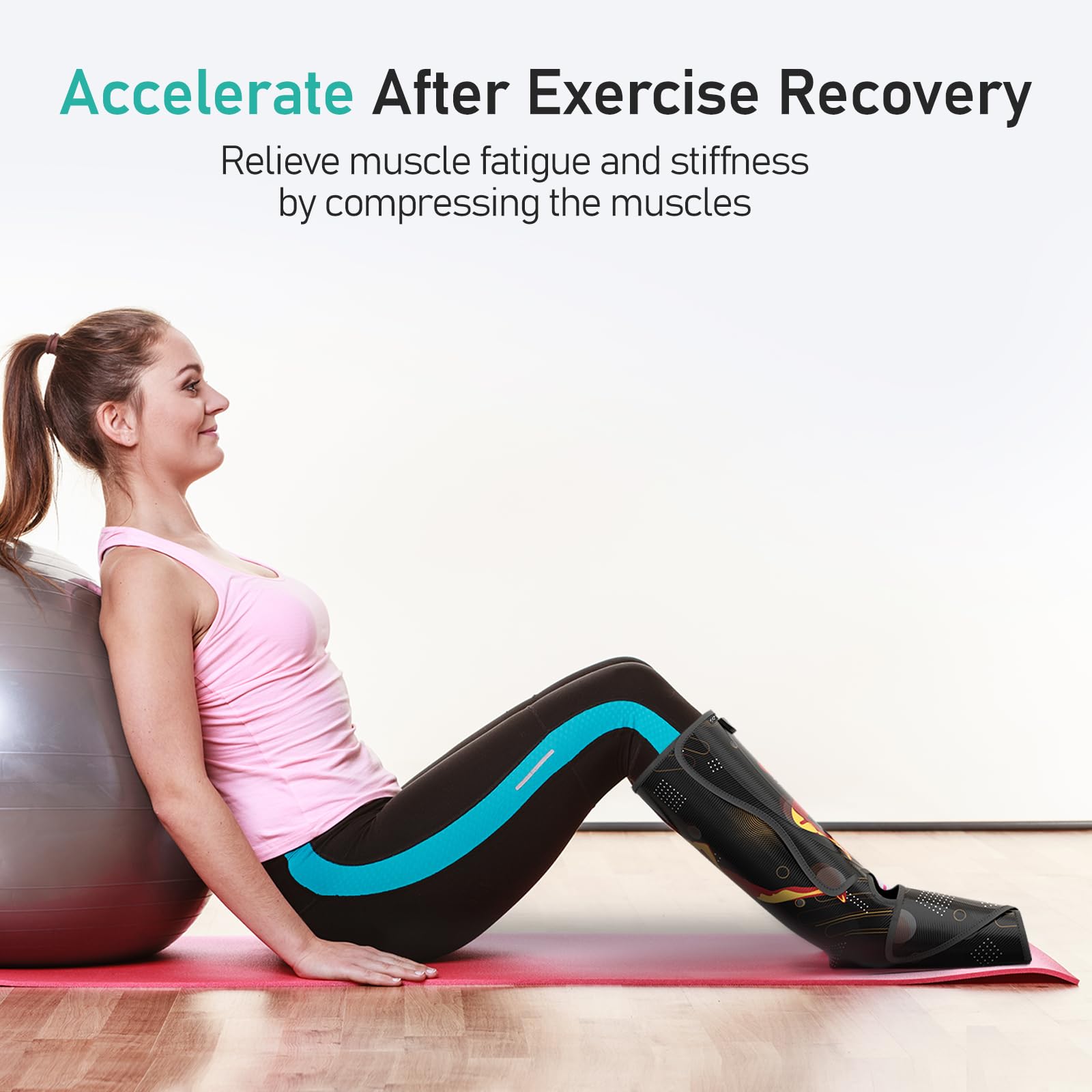 QUINEAR Cordless Rechargeable Leg Massager for Calf & Foot - Air Compression Therapy with 3 Modes & 3 Intensities - Relieve Muscle Pain, Improve Circulation & Relaxation - Perfect for Home, Office & Post-Workout Recovery