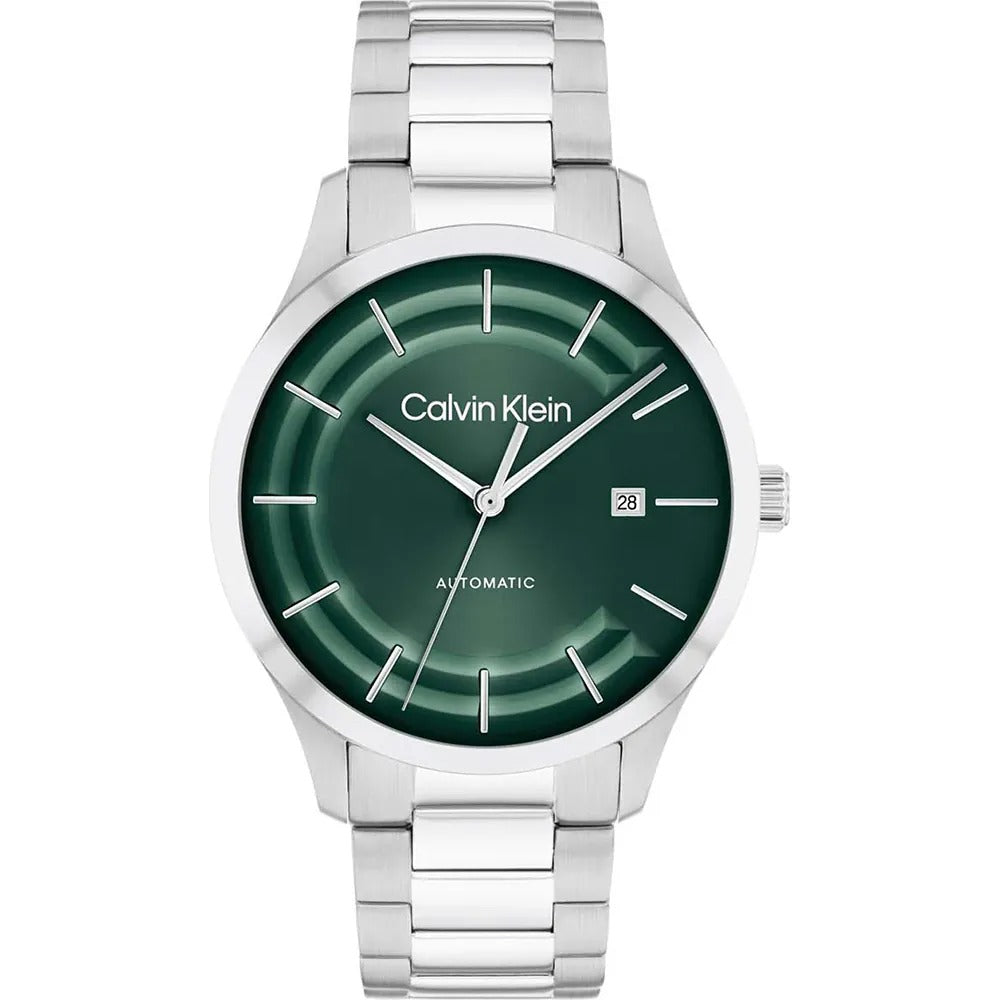 Calvin Klein Iconic Automatic Green Dial Steel Watch 25300022 for Men - Stylish & Durable Timepiece for Business, Casual & Formal Occasions