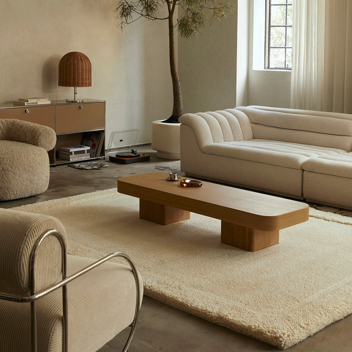 Modern Rectangle Coffee Table - Solid Wood Block Design for Living Room, Lounge & Office - Stylish & Functional Home Decor