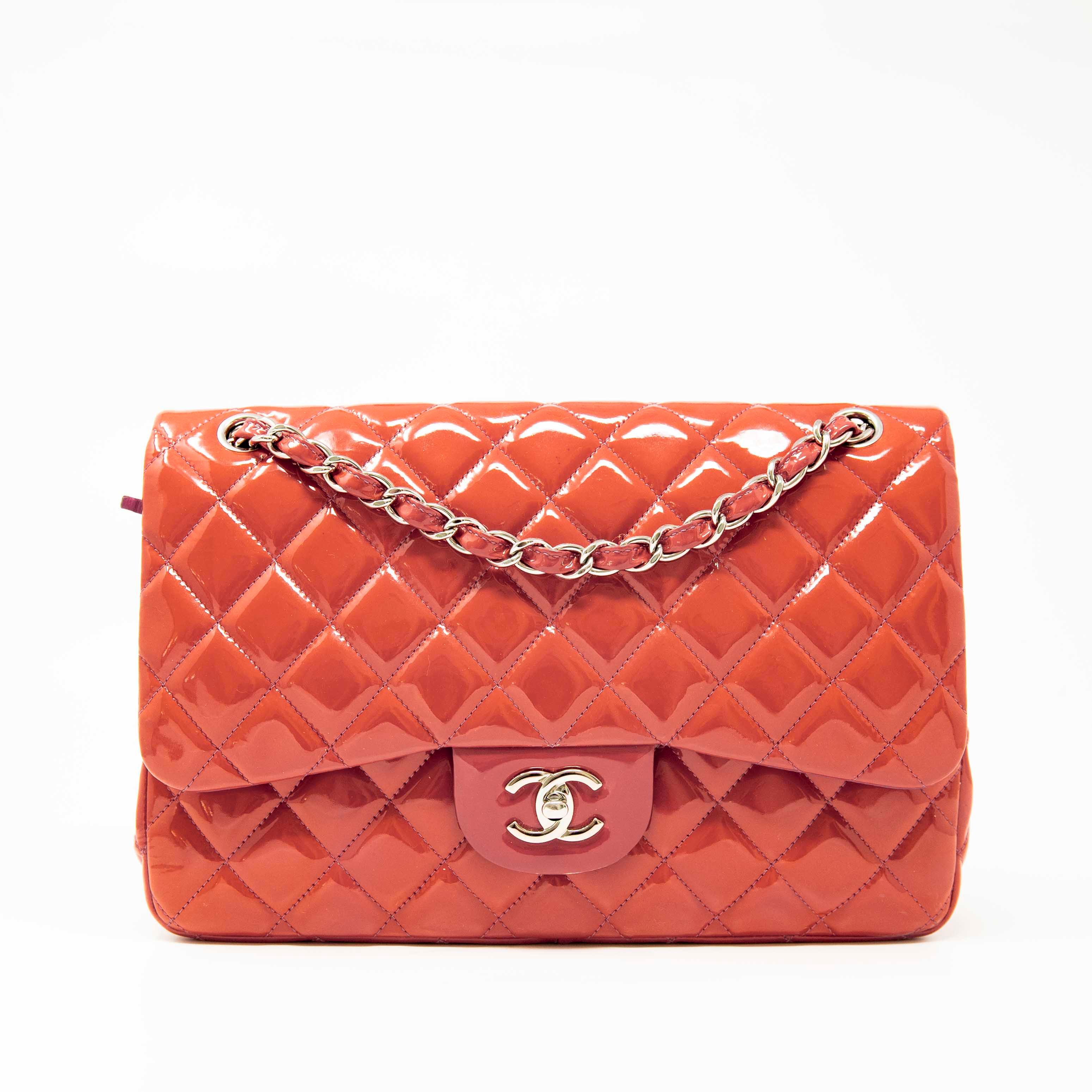 Chanel Pink Patent Leather Classic Jumbo Flap Bag - Luxury Designer Handbag for Women, Perfect for Parties & Special Occasions