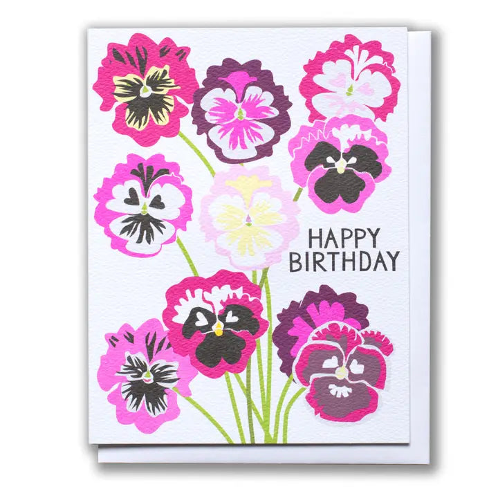 Happy Pansy Birthday Card - Floral Greeting Card for Women, Friends & Family - Perfect for Birthdays, Anniversaries & Special Occasions