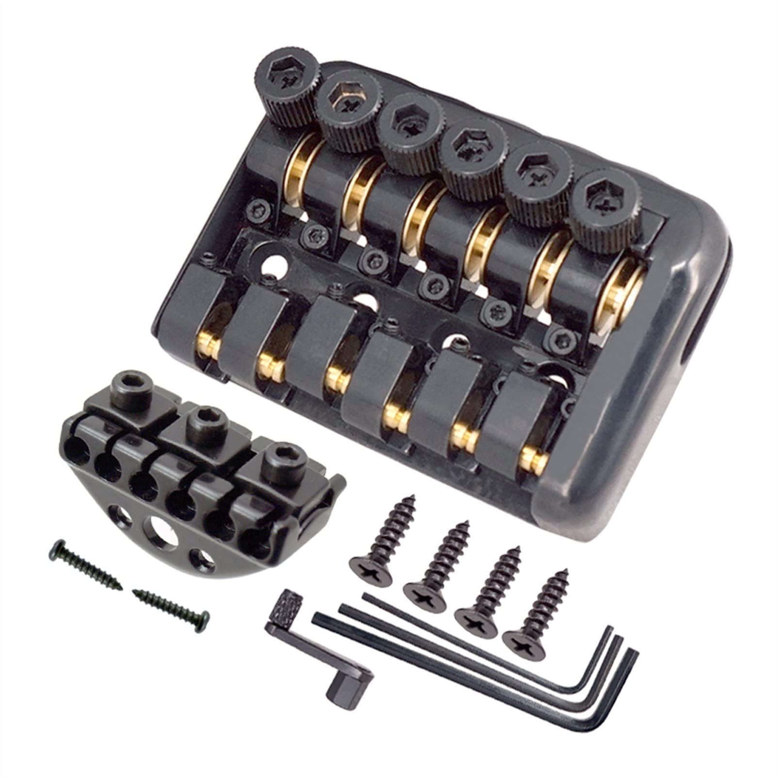 6-String Fixed Guitar Bridge Set with Wrench & Lock Nut Screws - Replacement Parts for Headless Electric Guitars | Perfect for Guitar Repair, Upgrades & DIY Projects