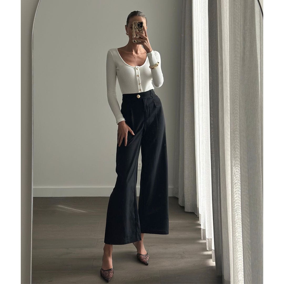 ANGEL White Long Sleeve Bodycon Bodysuit for Women - Sexy Slim Fit Stretchy T-Shirt - Perfect for Club, Date Night & Layering