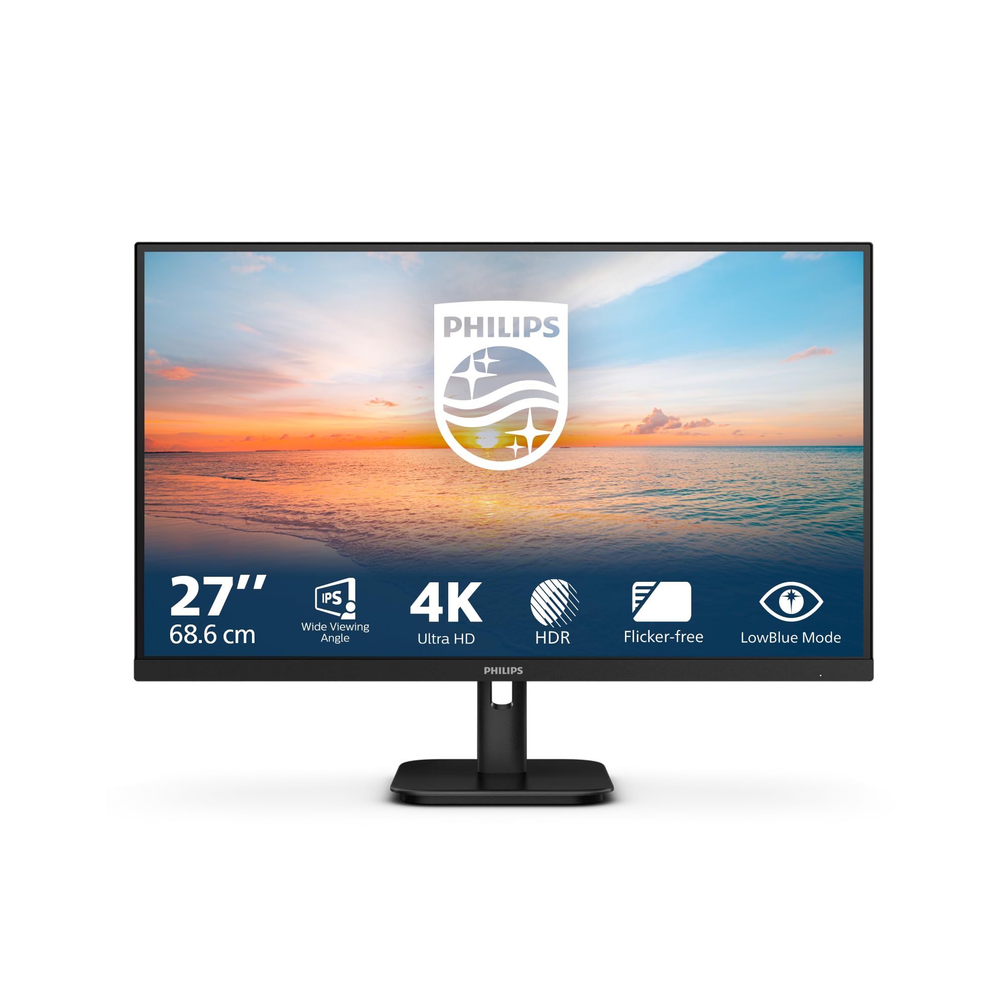 PHILIPS 27E1N1800A/00 27-Inch 4K Ultra HD LED Computer Monitor - 3840 x 2160 Resolution, 68.6 cm Display, Black - Perfect for Home Office, Gaming & Graphic Design
