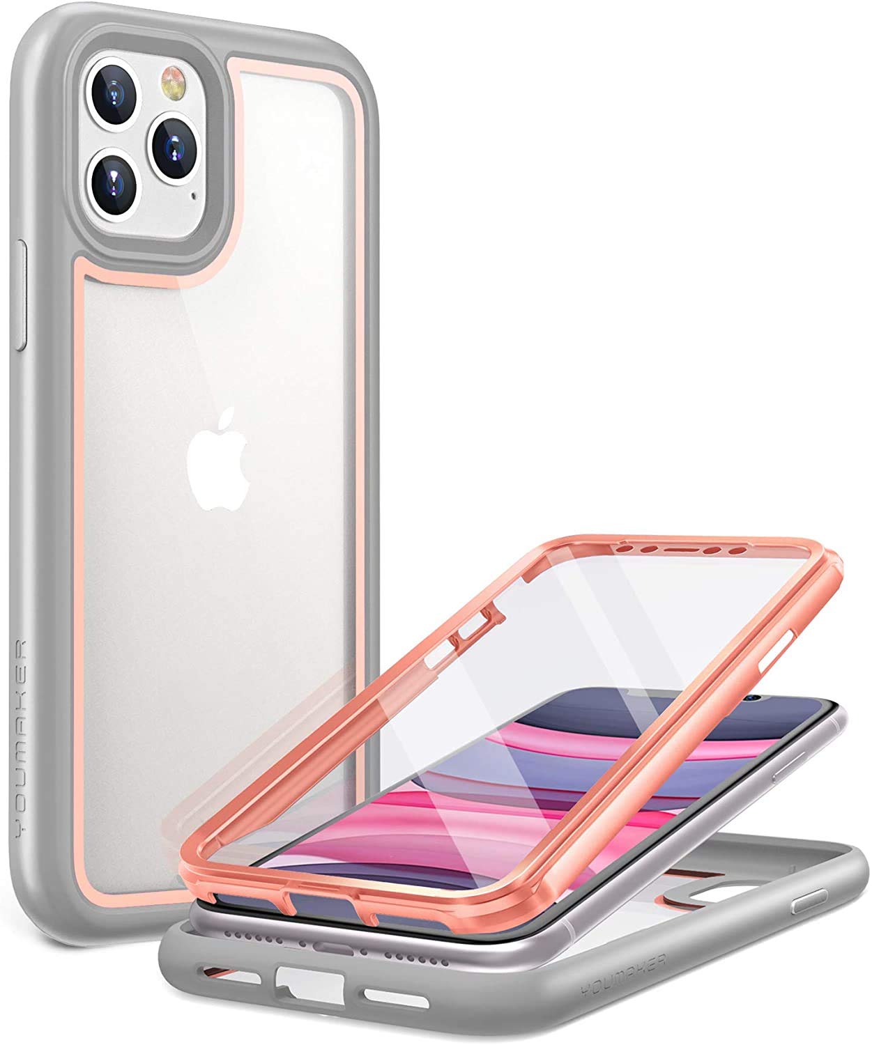 YOUMAKER iPhone 11 Pro Max Aegis Case - Shockproof Protective Cover for iPhone 11 Pro Max (Green & Rose Gold) - Perfect for Outdoor Activities, Travel & Daily Use