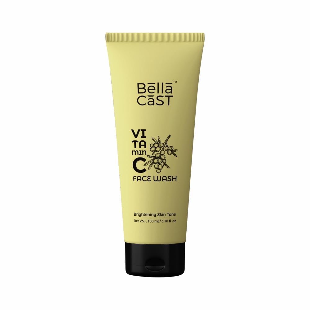 BellaCast Vitamin C Face Wash - Gentle Cleanser for All Skin Types, Paraben & Toxin Free, Oil-Free, Brightening Formula (100ml) - Perfect for Daily Skincare & Glowing Complexion