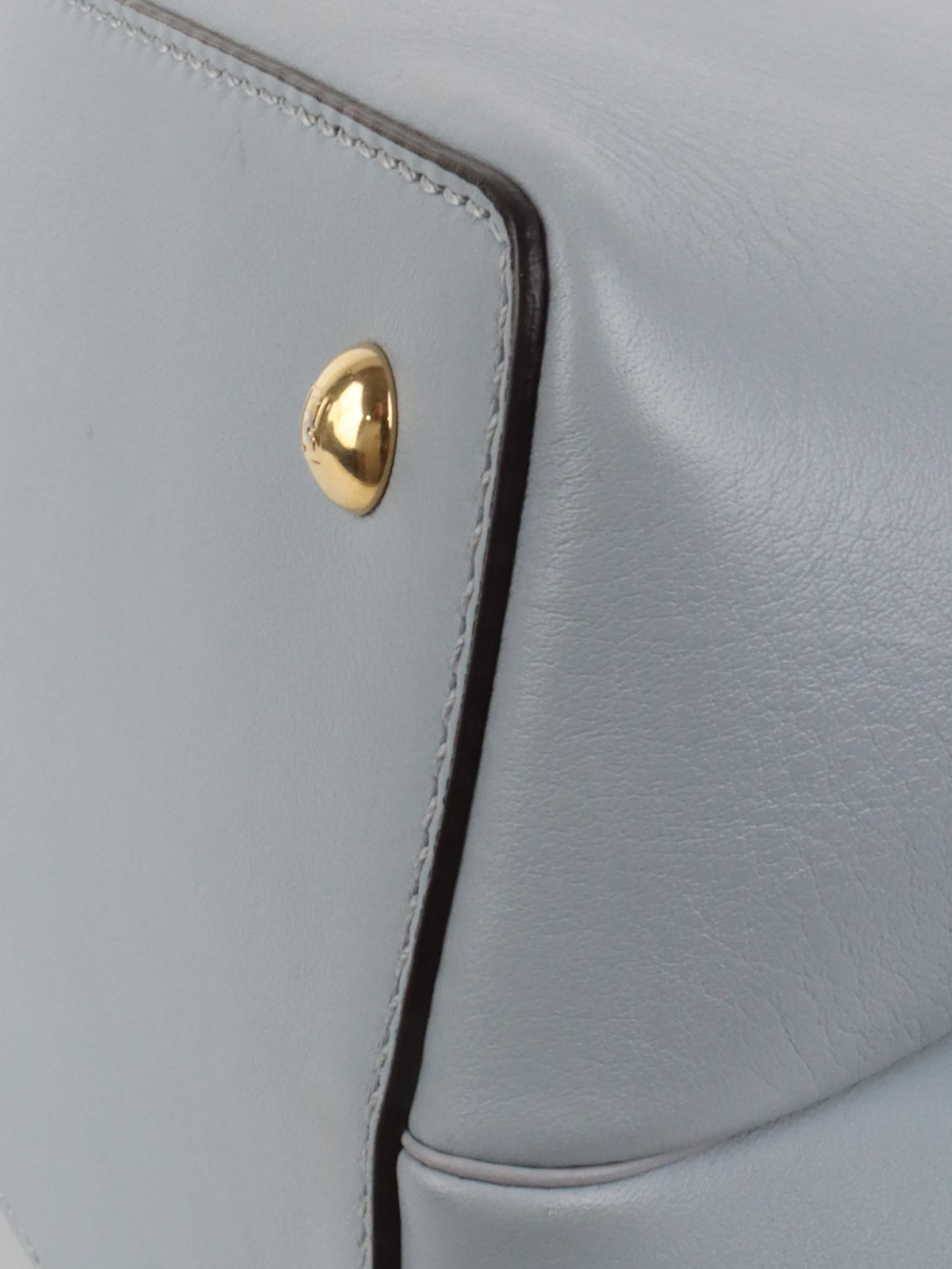 Fendi 2Jours Shoulder Bag in Pale Blue | Luxury Leather Handbag for Women | Perfect for Work, Travel & Everyday Use