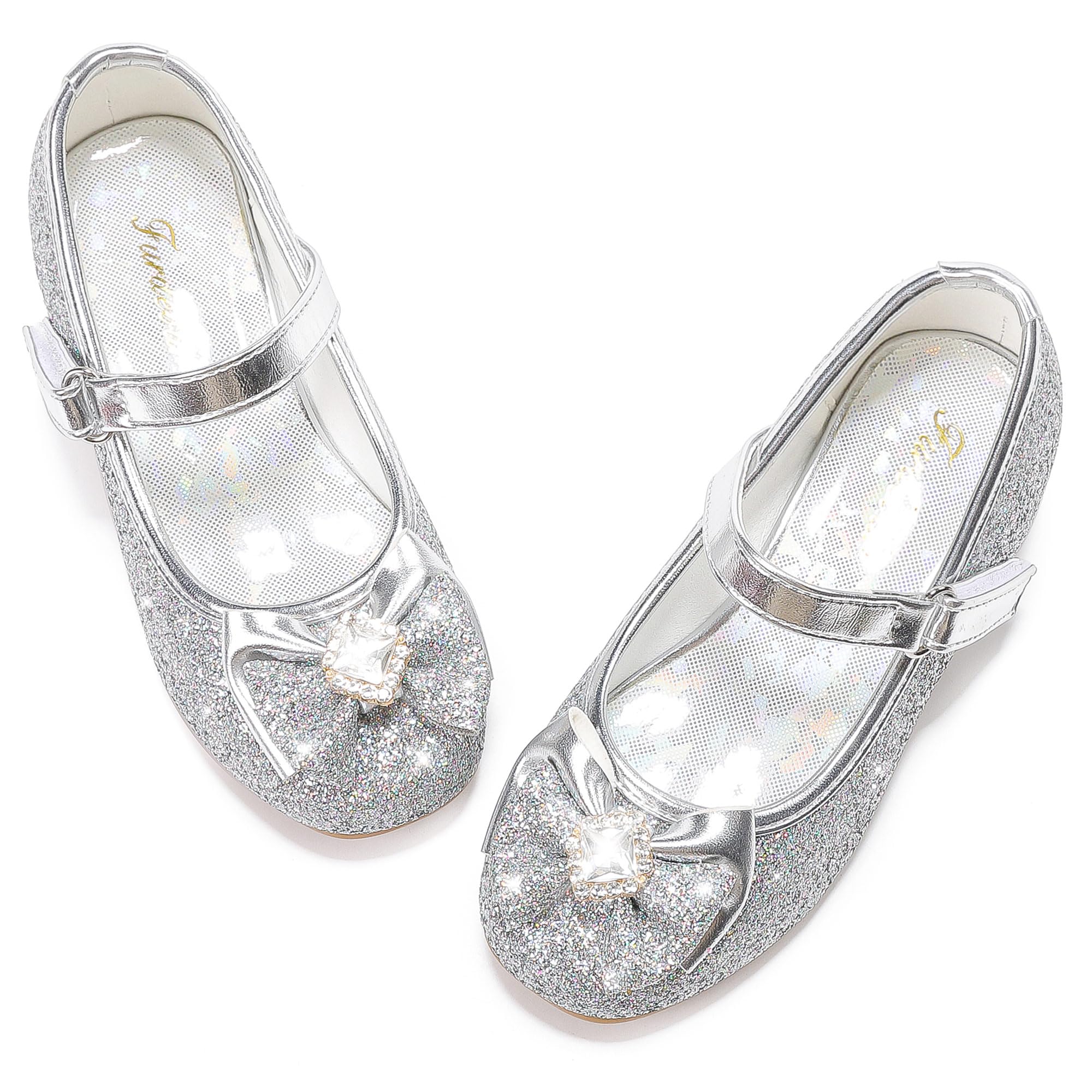 Furdeour Girls Mary Jane Dress Shoes - Glitter Flower Wedding Heels for Toddler Bridesmaids & Princess Party | Perfect for Weddings, Birthday Parties & Special Occasions