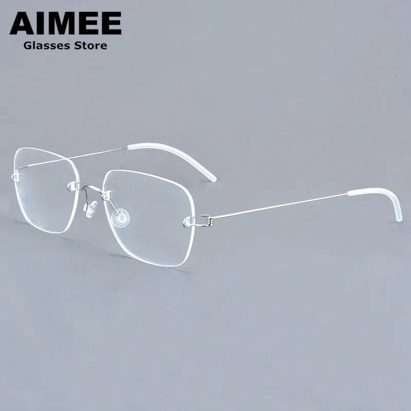Aimee Women's Rimless Square Screwless Titanium Eyeglasses Frame 92487 - Lightweight Comfortable Glasses for Work, Reading & Everyday Use
